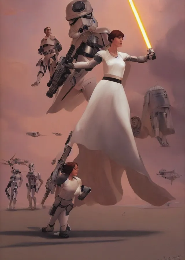 Image similar to alice levine in star wars, cinematic, concept art by doug chiang and ralph mcquarrie