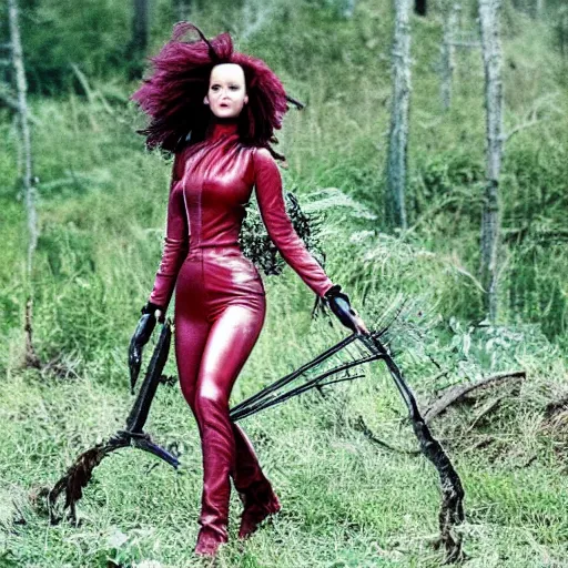 Prompt: still of Jennifer Lawrence as Erica Scissorhands in Edward Scissorhands remake 2029