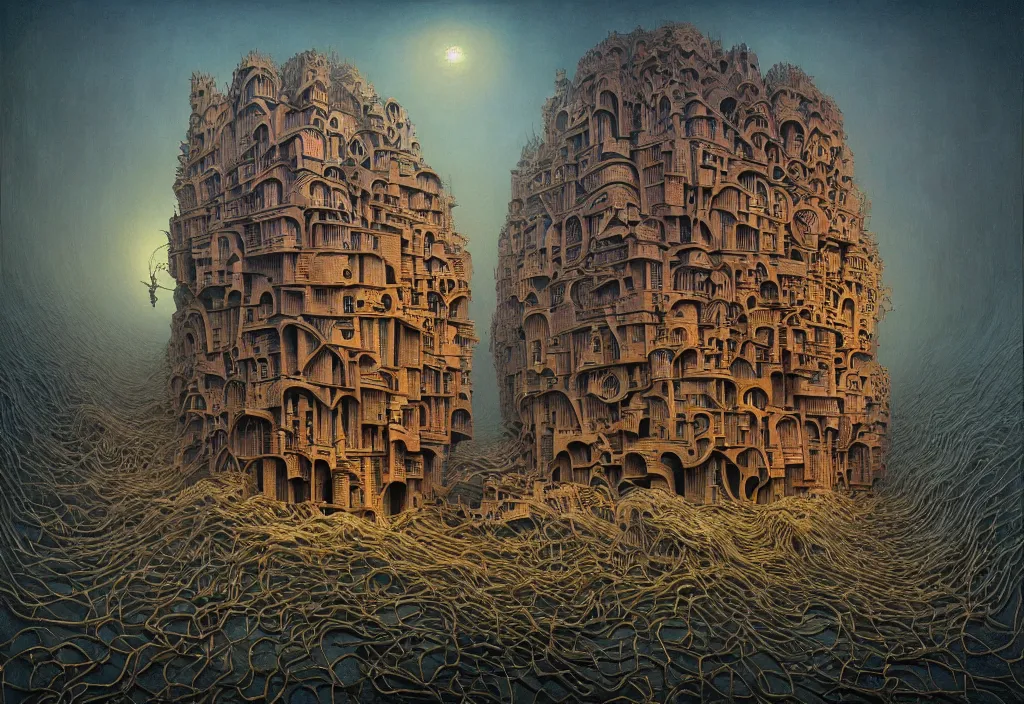 Image similar to hyper detailed 3d render like a Oil painting - a slow descent into madness, by Jacek Yerka, Mariusz Lewandowski, Houdini algorithmic generative render, Abstract brush strokes, Masterpiece, Edward Hopper and James Gilleard, Zdzislaw Beksinski, Mark Ryden, Wolfgang Lettl, hints of Yayoi Kasuma, octane render, 8k