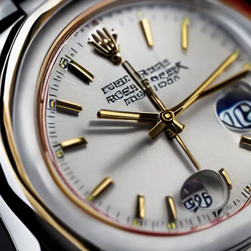 Prompt: fisher price Rolex Datejust, close up, photo
