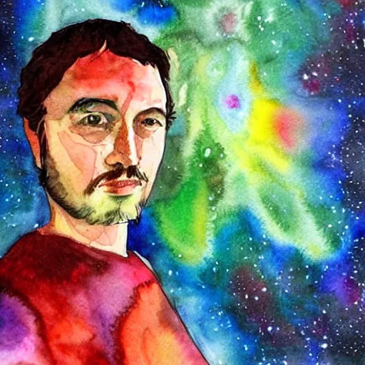 Image similar to Water color creator of universe self-portrait