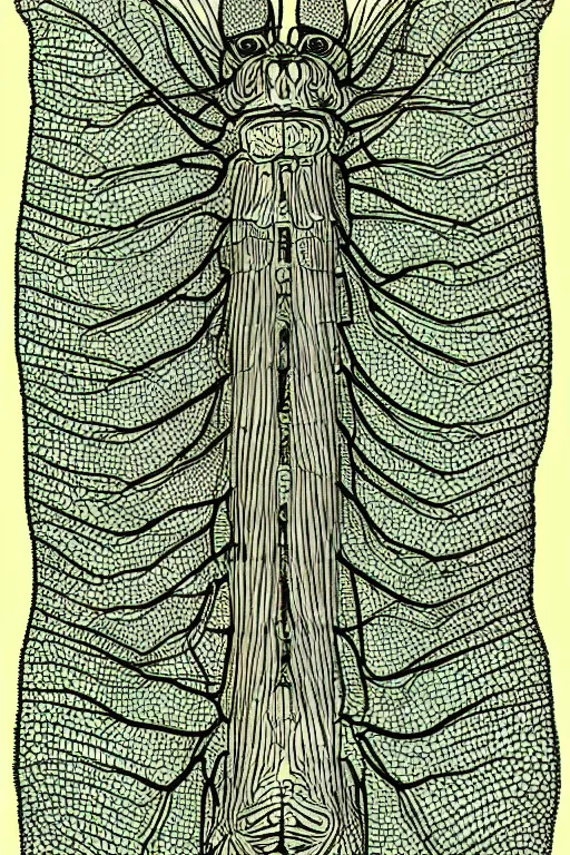 Image similar to transparent rare insect with reaction diffusion patterns. top view. high detail. illustration by Moebius