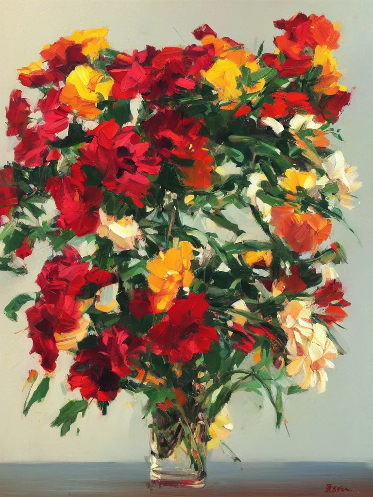 Image similar to gorgeousflowers by Ben aronson, oil on canvas