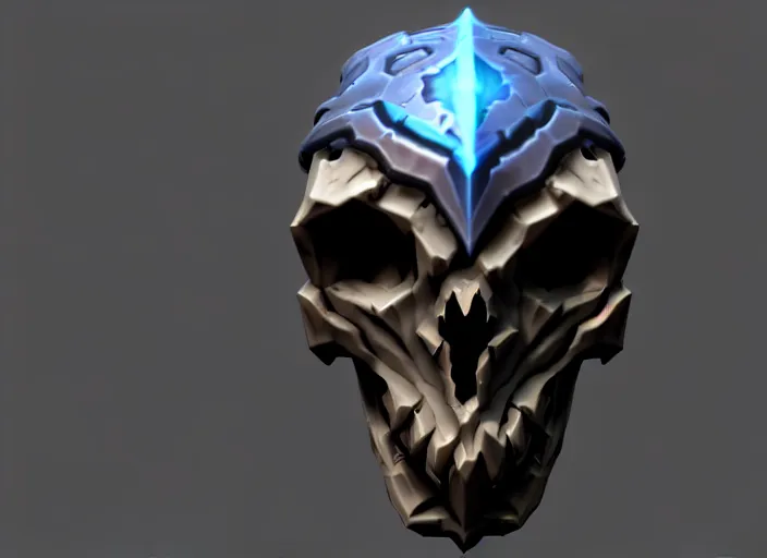 Image similar to wraith skull, stylized stl, 3 d render, activision blizzard style, hearthstone style, darksiders style