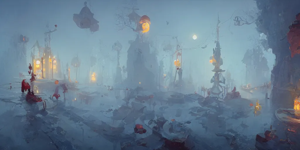 Prompt: Huge wonderland at dawn, magical, awestriking, impossibly detailed, by Sergey Kolesov