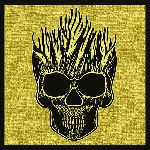 Image similar to dark death metal themed vector illustration for a record label, trees. forest, spikes, skull, microphone, skull, award winning, grunge, iconic, golden ratio