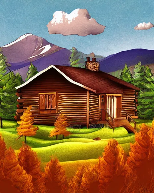 Image similar to autumn hill cabin man illustration by arti chauhan