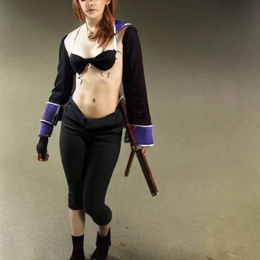 Image similar to a full-body portrait of emma watson cosplay as nami from one piece