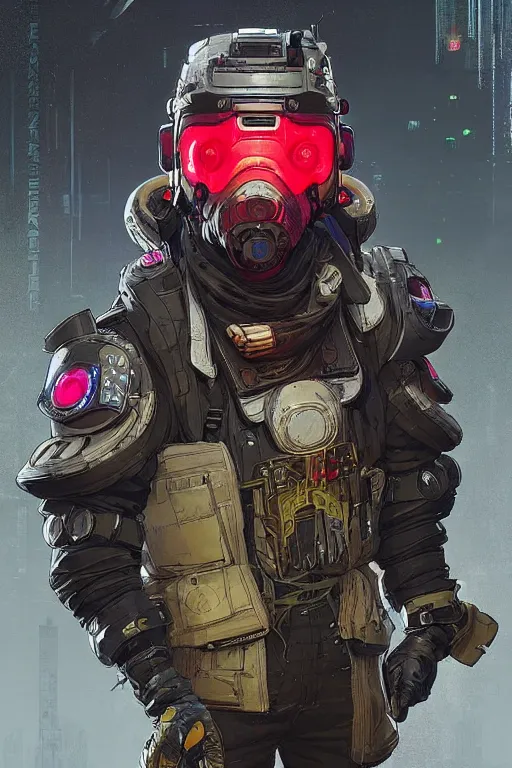 Image similar to soldier from apex legends, cyberpunk futuristic neon. reflective puffy coat, decorated with traditional japanese ornaments by ismail inceoglu dragan bibin hans thoma greg rutkowski alexandros pyromallis nekro rene maritte illustrated, perfect face, fine details, realistic shaded, fine - face, pretty face