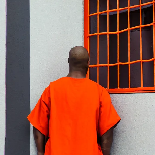 Image similar to bull wearing orange inmate clothes