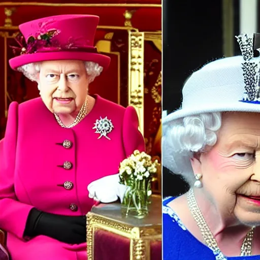 Image similar to queen elizabeth the second meeting an alien with three eyes at windsor castle, photos released by the sun uk