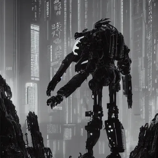 Prompt: black and white cyberpunk style dark metal skeleton, mecha hard-surface, hyperrealistic, cinematic, 3D, 8K, imagined by Ash Thorp, tsutomu nihei ghost in the shell akira