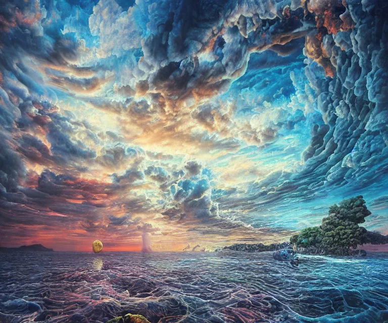 Prompt: surrealism painting by mario martinez, part by tokio aoyama, ultra realistic, highly detailed, hypermaximalist, pastel colors, epic, masterpiece, dramatic lighting, fractals, 8 k, depth of field