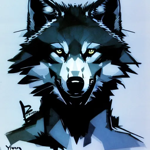 Image similar to an anthro wolf, Yoji Shinkawa