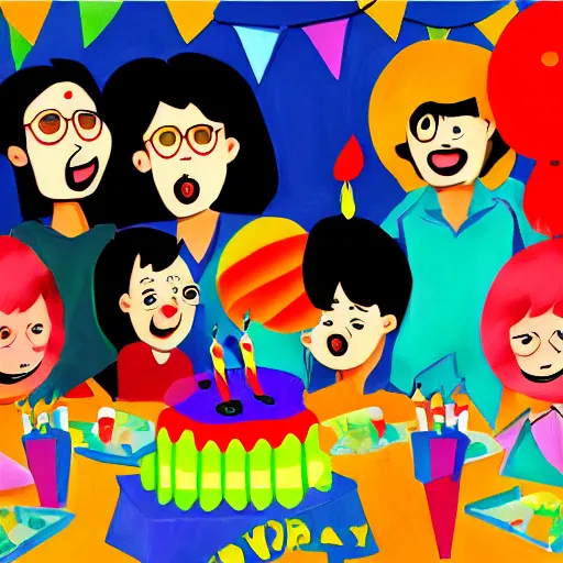 Image similar to the absolute despair of a birthday party, digital art painting