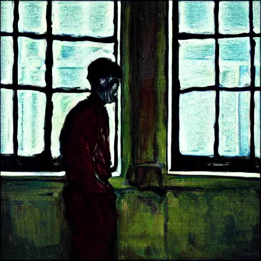 Image similar to “the man by the window scary panting”