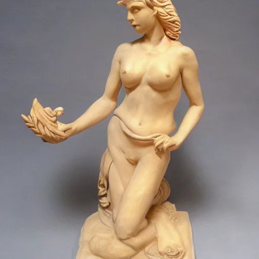 Image similar to clay sculpture of a phoenix with venus de milo head