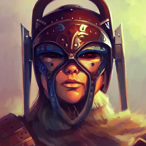 Image similar to cyberpunk viking helmet mask warrior goddess robot ninja fantasy, art gta 5 cover, official fanart behance hd artstation by jesper ejsing, by rhads, makoto shinkai and lois van baarle, ilya kuvshinov, ossdraws