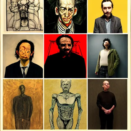 Prompt: studio portrait of ai professor by lucian freud, avantgarde photo portrait of ai artist by yuko shimizu, epic movie still frame of mr sinister, mcu nathaniel essex mr sinister by rembrandt