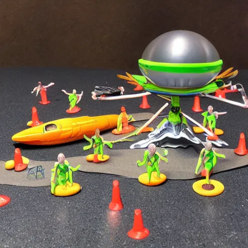 Image similar to ufo abduction playset action figure 9 0's, realistic, high detail,