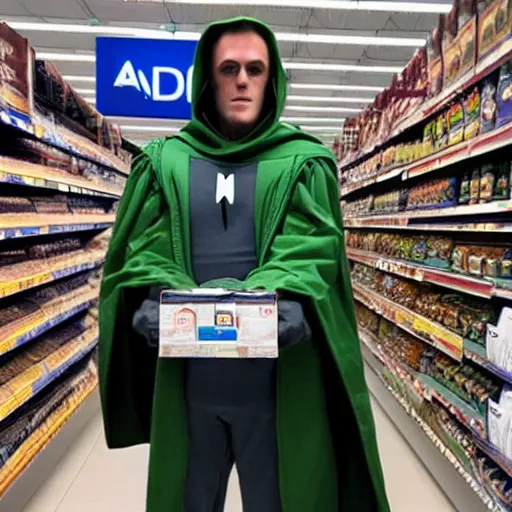 Prompt: doctor doom shopping in ALDI