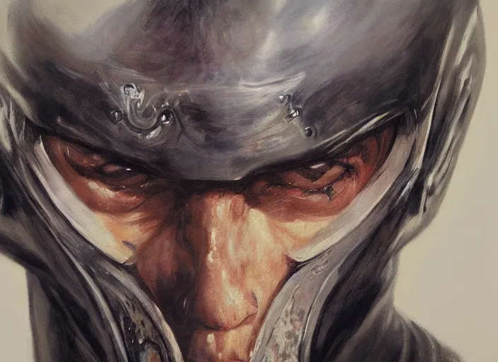 Image similar to a highly detailed beautiful portrait of guts from berserk, by gregory manchess, james gurney, james jean