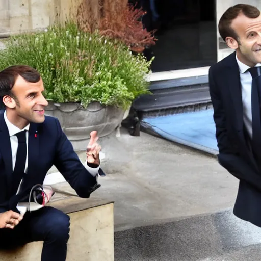 Image similar to emmanuel macron rinding a bear