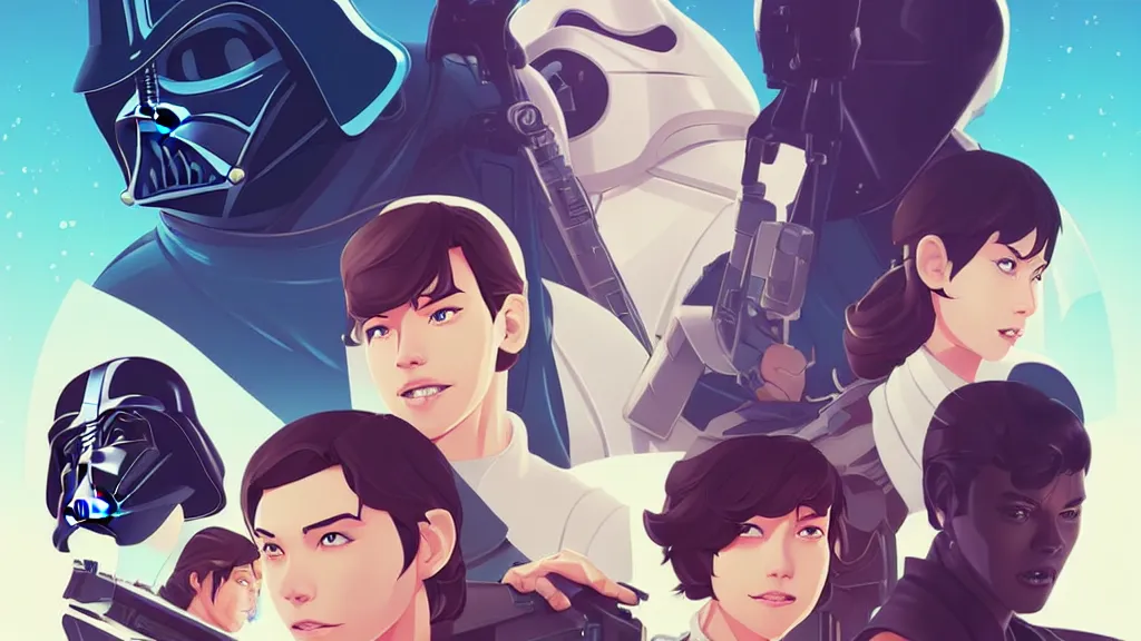 Image similar to star wars, clean cel shaded vector art. shutterstock. behance hd by lois van baarle, artgerm, helen huang, by makoto shinkai and ilya kuvshinov, rossdraws, illustration, fantasy