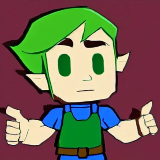 Image similar to a fusion of Link from the Legend of Zelda series and Mark Zuckerberg