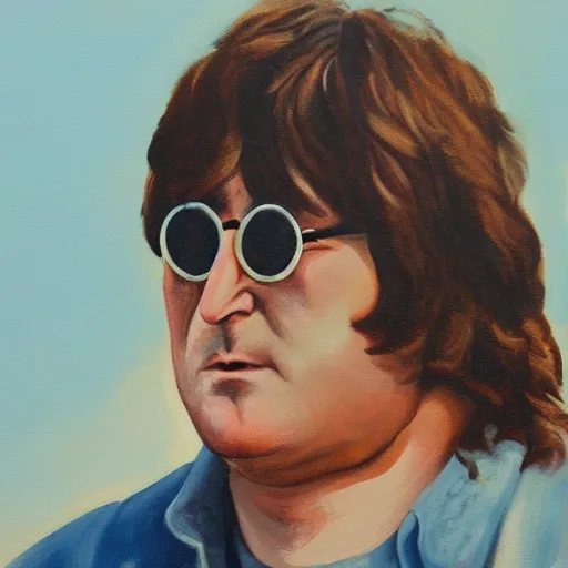 Prompt: painting of obese john lennon, high detail, high quality