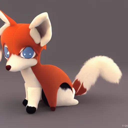 Image similar to cute fumo plush fox girl, floppy ears, gothic maiden, alert, furry anime, vray, smile, sleeping