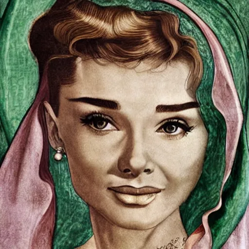 Image similar to audrey hepburn art by botticelli