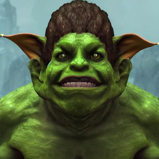 Image similar to medium portrait of a goblin, green skin, ffxiv, final fantasy 1 4 screenshot, octane render, 8 k, fantasy, rule of thirds, sharp focus