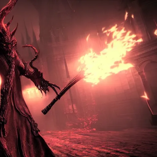 Image similar to screenshot of a demon in bloodborne, stunning character design