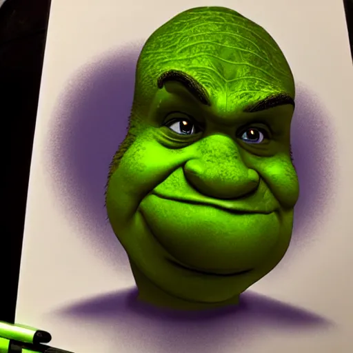 Image similar to An airbrush caricature of Shrek