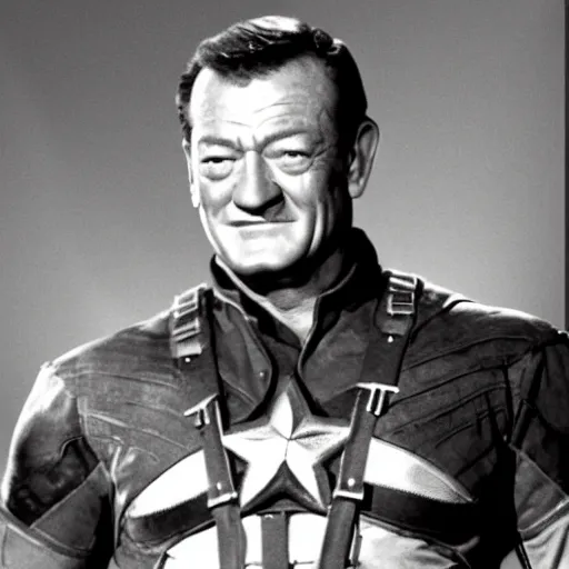 Prompt: John Wayne as captain america