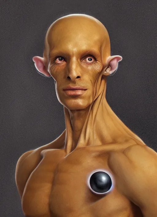 Prompt: a hyper realistic portrait of a handsome male alien