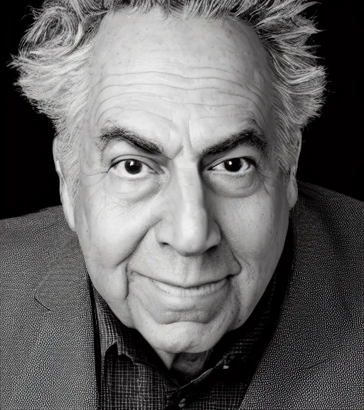 Image similar to professional photograph of a portrait of Rick Sánchez, black and white, studio lighting