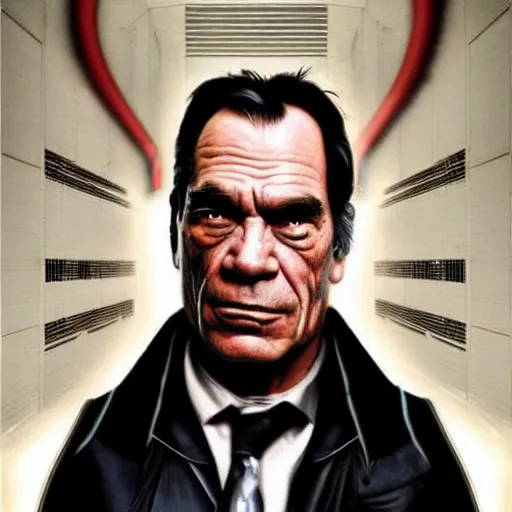 Prompt: cyberpunk impossible very strange portrait of tommy lee jones