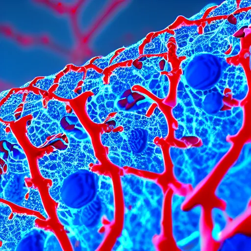 Prompt: a macro lens photo of nanobot flowing through veins along with red blood cells, highly detailed, 8 k, microscopic.