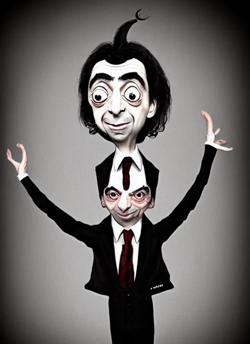 Image similar to Mr Bean in the style of Tim Burton