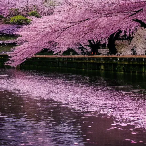 Prompt: photo of cherry blossom tree along a river, cinematic, beautiful, high detail, instagram,