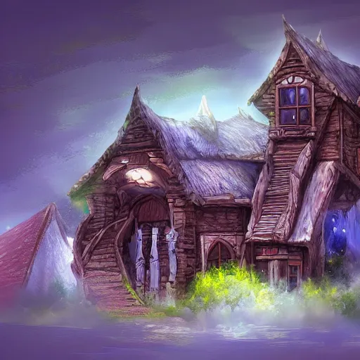 Prompt: digital art of a fantasy house