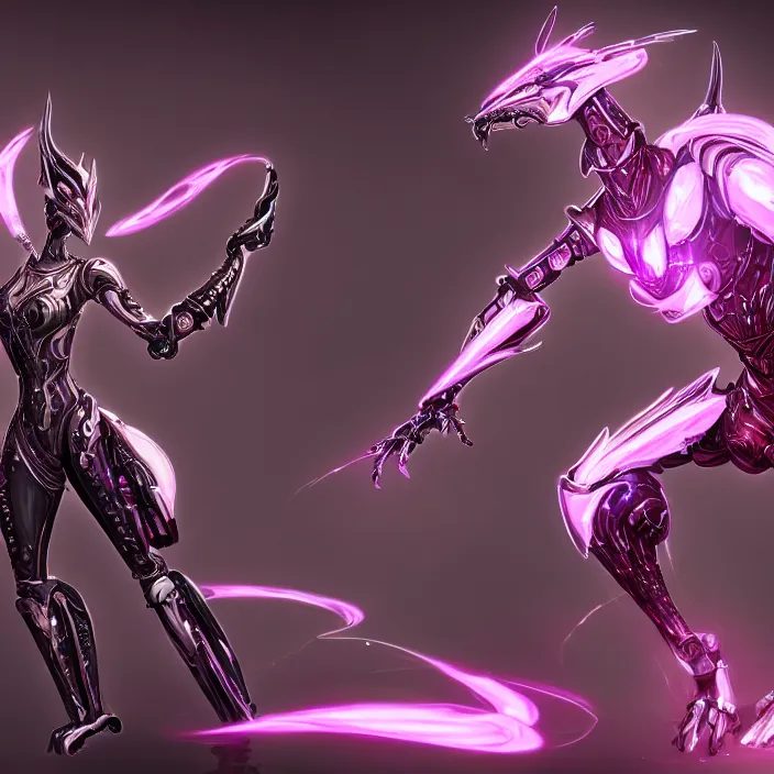 Image similar to highly detailed exquisite fanart, of a stunning beautiful female warframe, but as an anthropomorphic robot dragon, standing elegantly, shining reflective off-white plated armor, bright Fuchsia skin, sharp claws, full body shot, epic cinematic shot, realistic, professional digital art, high end digital art, DeviantArt, artstation, Furaffinity, 8k HD render, epic lighting, depth of field