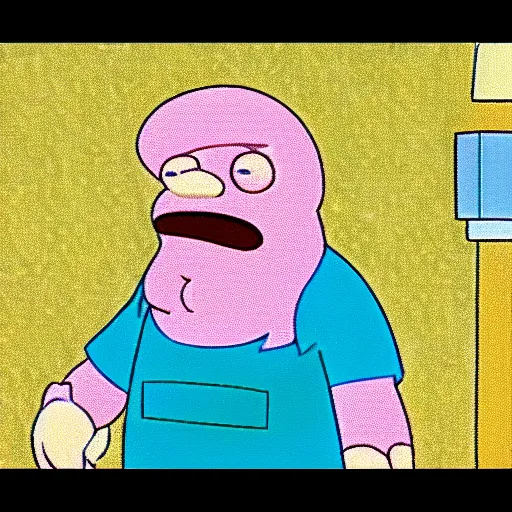 Prompt: a screenshot of Steven Quartz from Steven Universe in Family Guy, low quality, vhs quality,