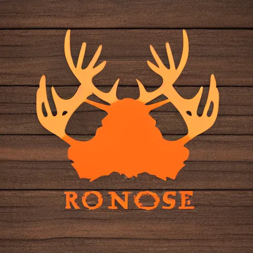 Image similar to an orange moose logo with maple leaf antlers, graphic design, logo