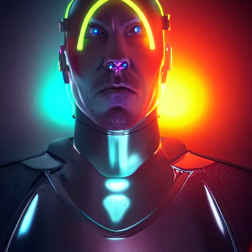 Prompt: great Dane cyborg, futuristic, neon, vaporware, artstation hq, hyper realistic, 3d render