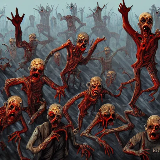Prompt: zombie apocalypse by dalmiro buigue, detailed