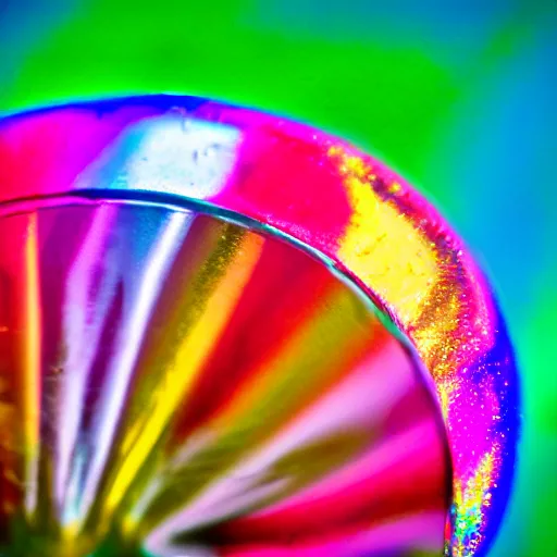 Image similar to extreme close up on an iridescent lollipop 80mm lens