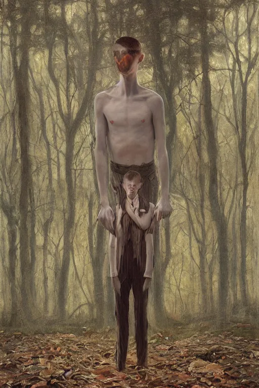 Prompt: portrait of slenderman standing in a deserted playground in the woods, by frantisek kupka, intricate, miles johnston, kuroda seiki, cynical realism, ozabu, john william godward, painterly, yoshitaka amano, moebius, miles johnston, louise zhang, james jean, mark ryden